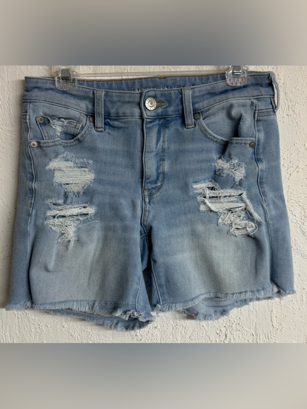 American Eagle The Dream Short Midi Distressed Jean Shorts Size 10